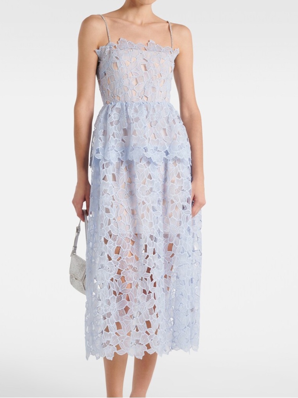 Self-Portrait Light Blue Lace Midi Dress